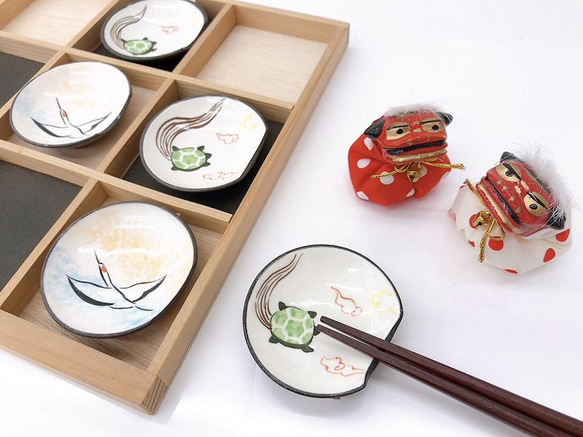 清水焼】お祝い 豆皿箸置き（鶴亀セット） 箸・箸置き あかね屋 通販