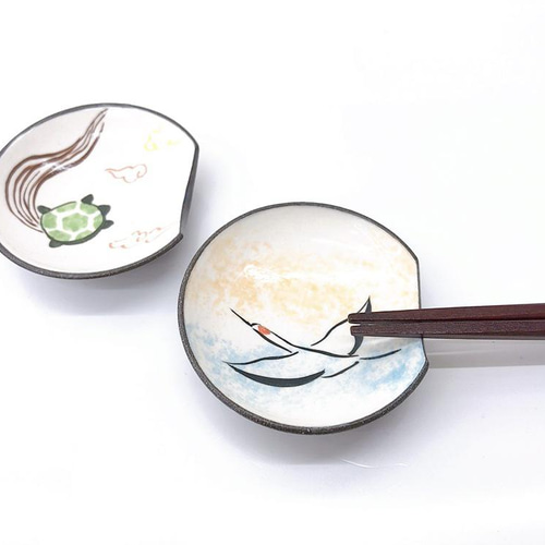 清水焼】お祝い 豆皿箸置き（鶴亀セット） 箸・箸置き あかね屋 通販