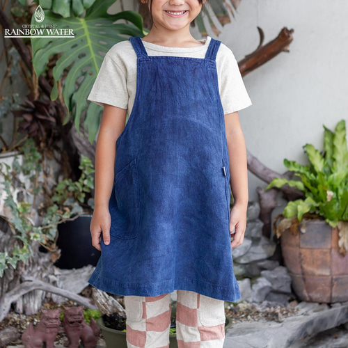 インディゴ エプロン 45rpm 藍染め A0111】藍染スタイリッシュエプロン