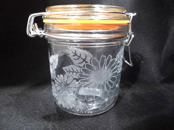 グラスリッツェン レバー式ガラスポット 花 保存容器・キャニスター