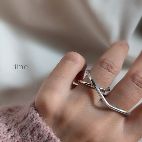 2本指リング*前後で印象変化*真鍮ダブルリング 指輪・リング iine