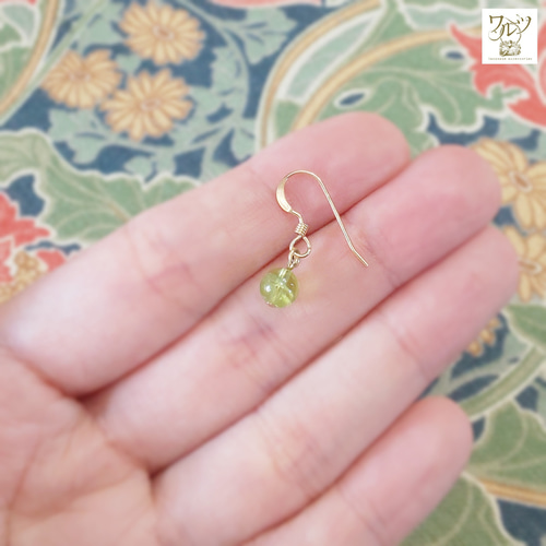 桜　トリプレット　カービング　ペリドット　14kgf ピアス 春色☆宝石質ルビーAAA✽ペリドット✽タンザナイト✽14kgfピアス