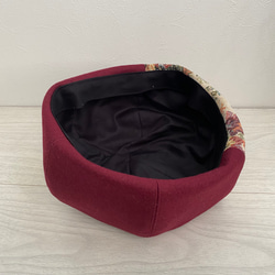 送料無料　ウールとゴブラン織りのベレー帽（ボルドー） 3枚目の画像