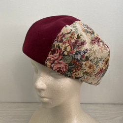 送料無料　ウールとゴブラン織りのベレー帽（ボルドー） 4枚目の画像