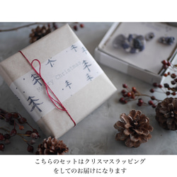 クリスマスありがとうセットlinen choucho刺繍ブローチandピアス/イヤリング(ボルドー)【受注制作】 2枚目の画像