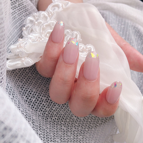 No.007 オーロラフレンチ ネイルチップ 結婚式 成人式 シンプル