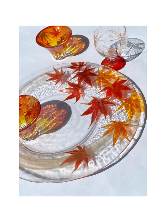 Creema限定新品【秋季富士山/紅葉】盤子、清酒杯｜父母禮物、結婚禮物、生日、60歲生日、父親節 第11張的照片