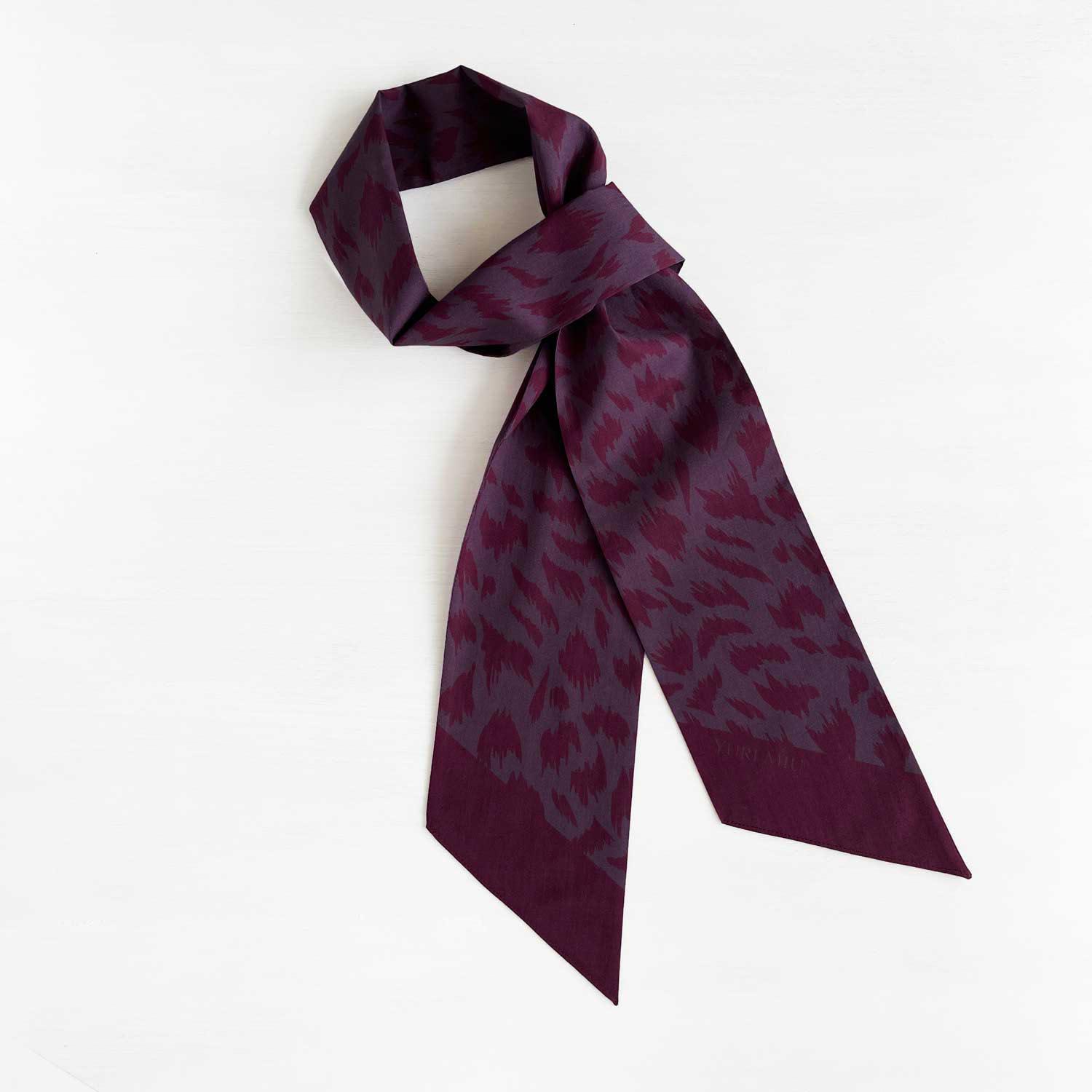 スカーフ｜フラッフィ・グラス/ 大人のパープル（細長フォルム / コットン100%）