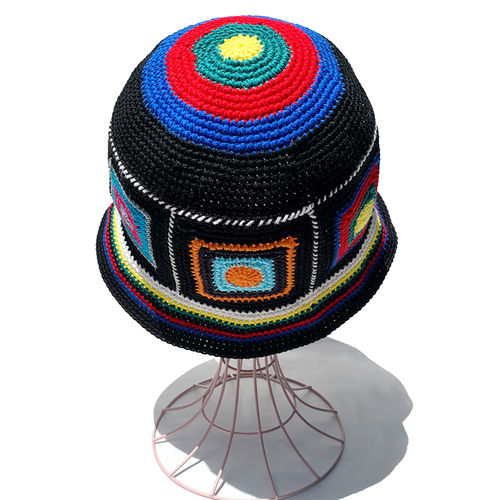 クロシェハット】かぎ針編みのクロシェ バケットハット カラフル