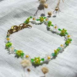 黄緑と黄色のお花のビーズブレスレット ブレスレット Baby Marguerite