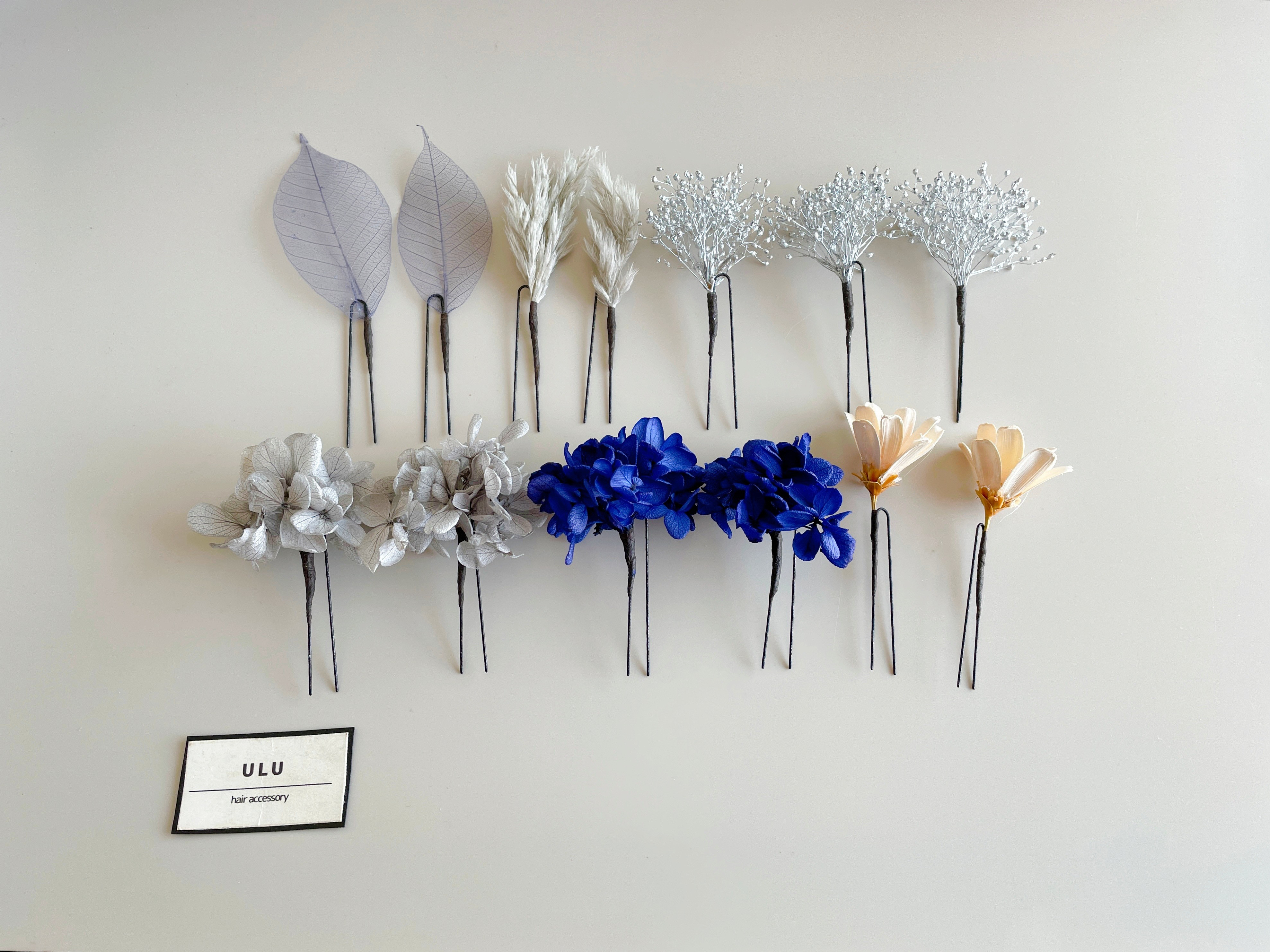 ドライフラワー ネイビー ヘッドドレス 和装 髪飾り 成人式 振袖 結婚式 ブライダル ウェディング 卒業式 袴 グレー