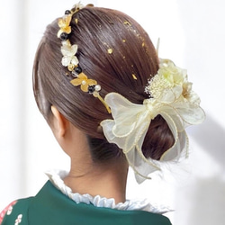 成人式 髪飾り 成人式髪飾り ホワイトゴールド リボンとカチューシャ