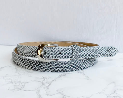 日本製 パイソン 20㎜巾 ベルト 蛇革 フリーサイズ エキゾチックレザー