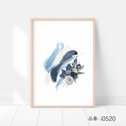 花と抽象画のポスター / i0520 / インテリアポスター　ピンクと紺 7枚目の画像