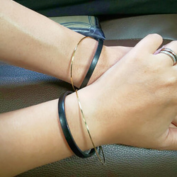 ペア価格 刻印無料 　イタリアンレザー x brassブレスレット 15枚目の画像