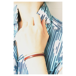 ペア価格 刻印無料 　イタリアンレザー x brassブレスレット 19枚目の画像