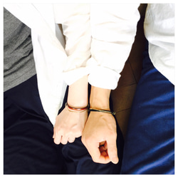 ペア価格 刻印無料 　イタリアンレザー x brassブレスレット 8枚目の画像