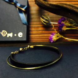 ペア価格 刻印無料 　イタリアンレザー x brassブレスレット 20枚目の画像