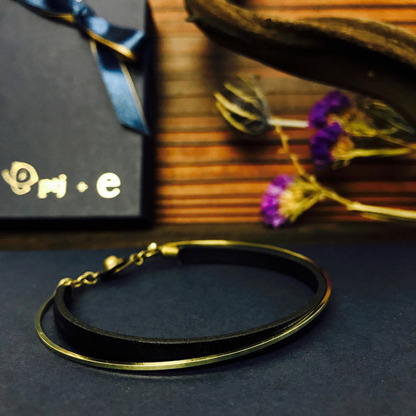 ペア価格 刻印無料 　イタリアンレザー x brassブレスレット 20枚目の画像