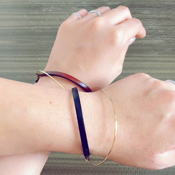 ペア価格 刻印無料 　イタリアンレザー x brassブレスレット 14枚目の画像