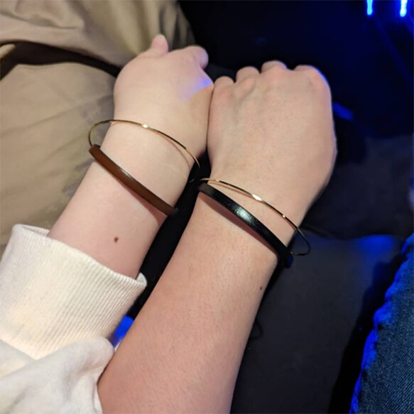 ペア価格 刻印無料 　イタリアンレザー x brassブレスレット 16枚目の画像