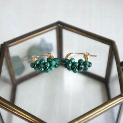 ｛ピアス/イヤリング｝14kgf/petit berries hoops マラカイト 10枚目の画像