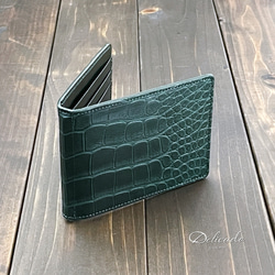 藍染 クロコダイル マネークリップ 藍 マネークリップ CUERO DELICADO