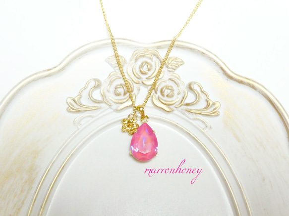 再販2drop SWAROVSKI flowerネックレス 5枚目の画像