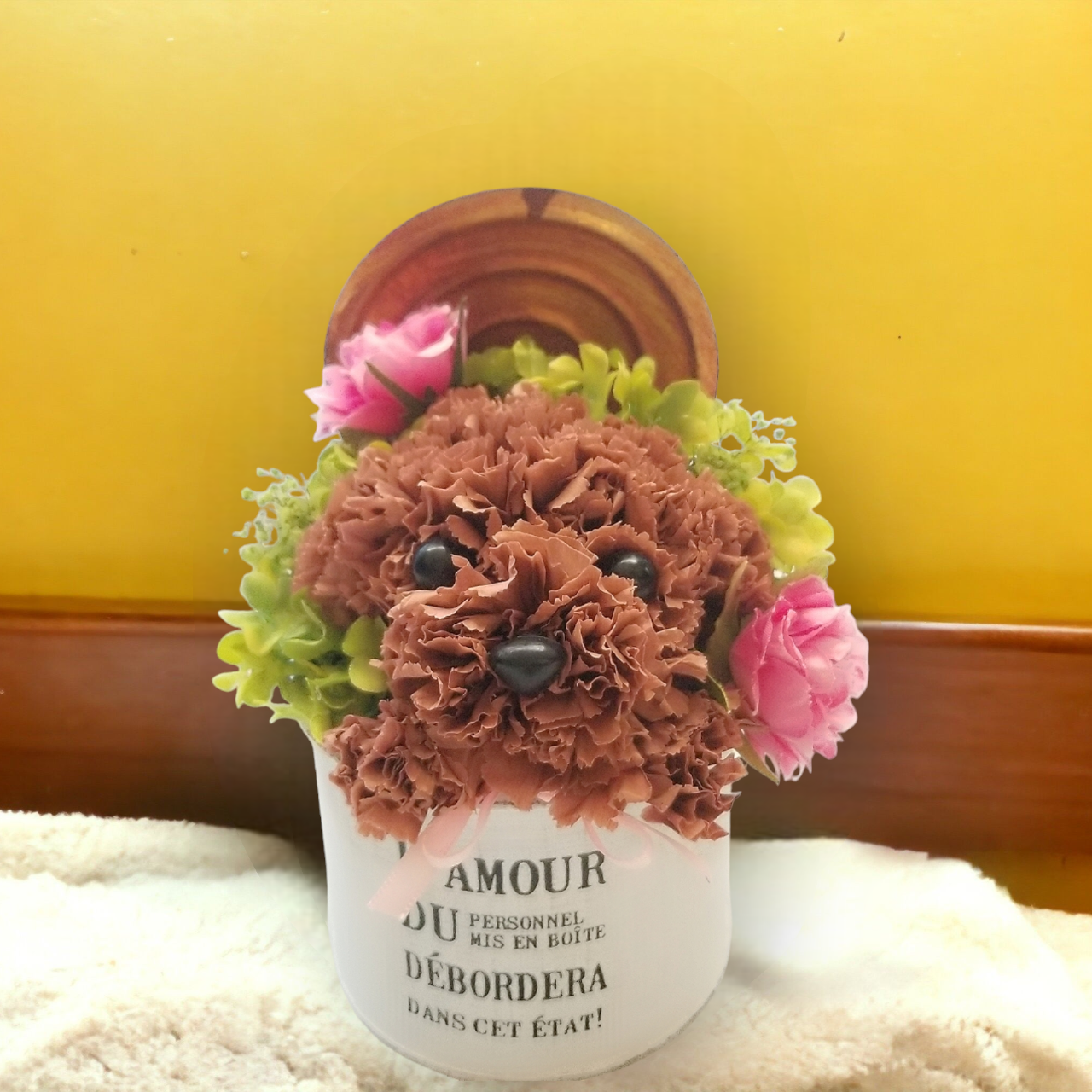 再販★カーネーションの犬【濃い茶色】犬 花 プリザーブドフラワー ペット 母の日 お供え 誕生日 カーネーション 5,514円