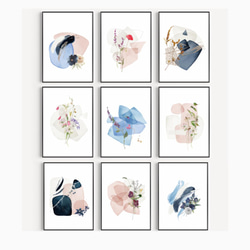 花と抽象画のポスター / i0522 / インテリアポスター　ピンクと紺 9枚目の画像