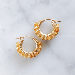 免費送貨 14kgf Citrine W wrapped hoop 無環耳環 第3張的照片