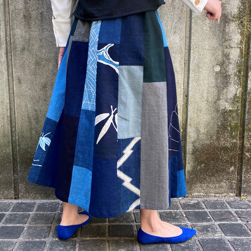 楽天市場】【古布リメイク裏地付きスカート】作家創作服ミセス