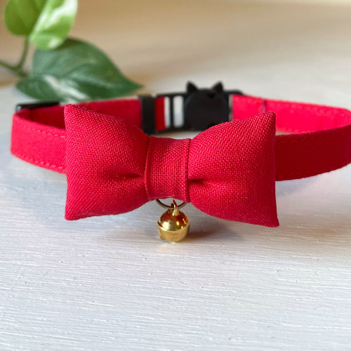 ⋈﻿シンプルな蝶ネクタイ⋈﻿ レッド 蝶ネクタイリボン 猫 首輪 リード  