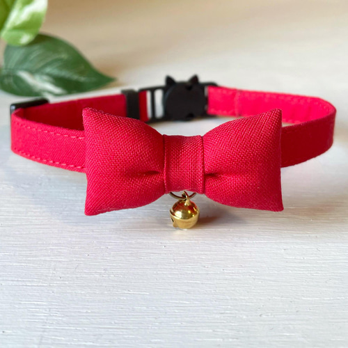 ⋈﻿シンプルな蝶ネクタイ⋈﻿ レッド 蝶ネクタイリボン 猫 首輪 リード