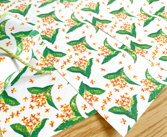 金木犀の包装紙 〈10枚入〉A4サイズ ラッピング デザインペーパー ブックカバー 花柄 おしゃれ 可愛い 母の日ギフト 2枚目の画像