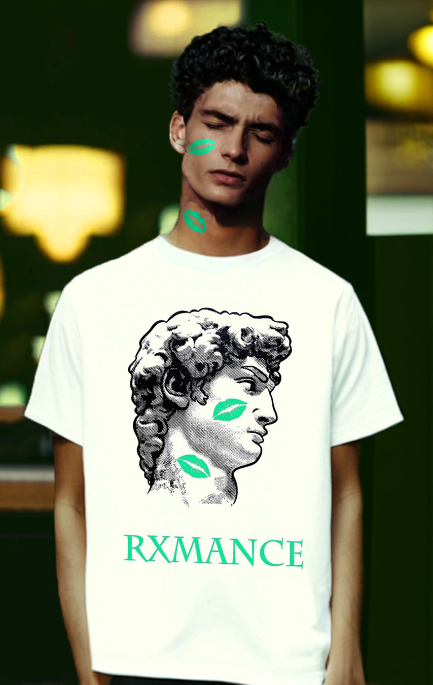 Rxmance ( フォントB) グリーン　ホワイトTシャツ【 シルクスクリーン 】