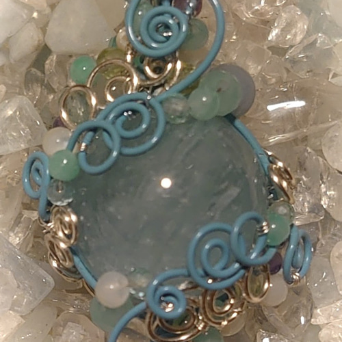綺麗な水色 大玉15mm ミルキーなアクアマリン ペンダント