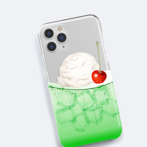 メロンクリームソーダ クリアケース 名入れ iPhoneケース