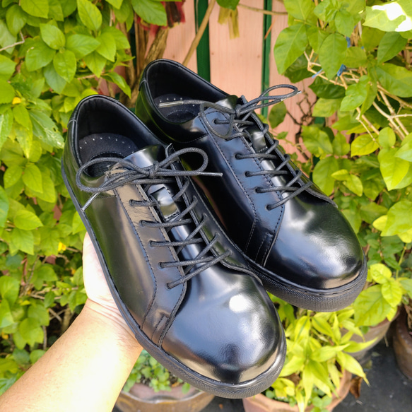 ◆真皮運動鞋◆22.5-29cm◆牛皮◆我軍靴優質皮革規格◆手工製作◆訂做◆黑色鞋墊◆ 第6張的照片