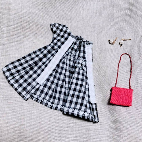 リカちゃん服 チェックシャツワンピース