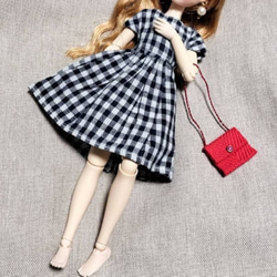 ▽ 3点セット チェック柄 半袖ワンピース 服 シンプル 22cmドール リカ