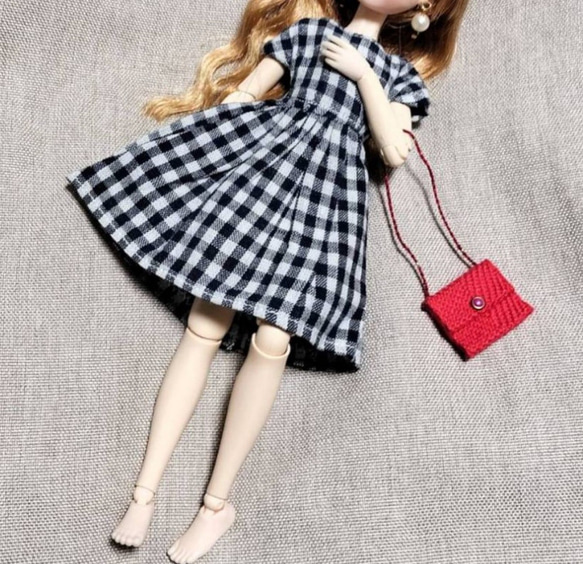 リカちゃん服  チェックシャツワンピース リカちゃん服 チェックシャツワンピース