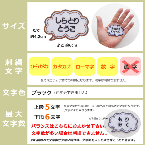 お名前ワッペン（吹き出し型） 名前シール 34N 通販 12448347｜Creema