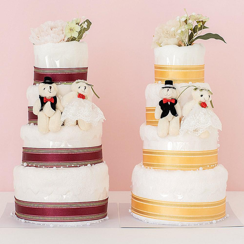 今治タオルケーキ 4段 ブライダル】結婚祝い タオル タオルケーキ 花