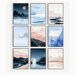 抽象画のポスター　/ i0526 / 風景　ピンクと紺 10枚目の画像