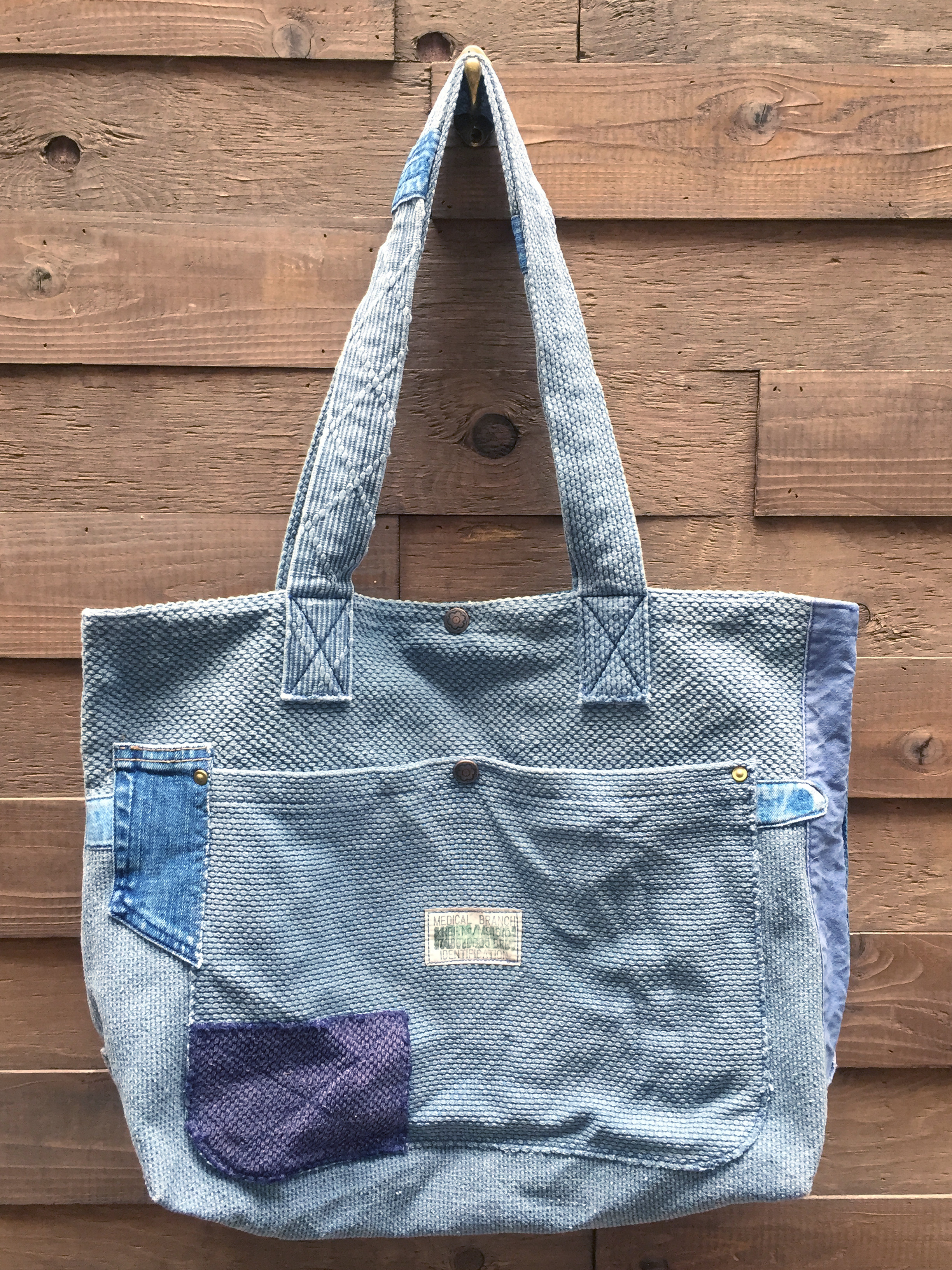 古布藍染木綿二重剣道着　ショルダーバッグ　ハンドメイド 安い 通販ハンドメイド - 古布藍染二重剣道着 ショルダーバッグ