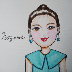 大人女子の似顔絵色紙 Portrait of lady イラスト 似顔絵