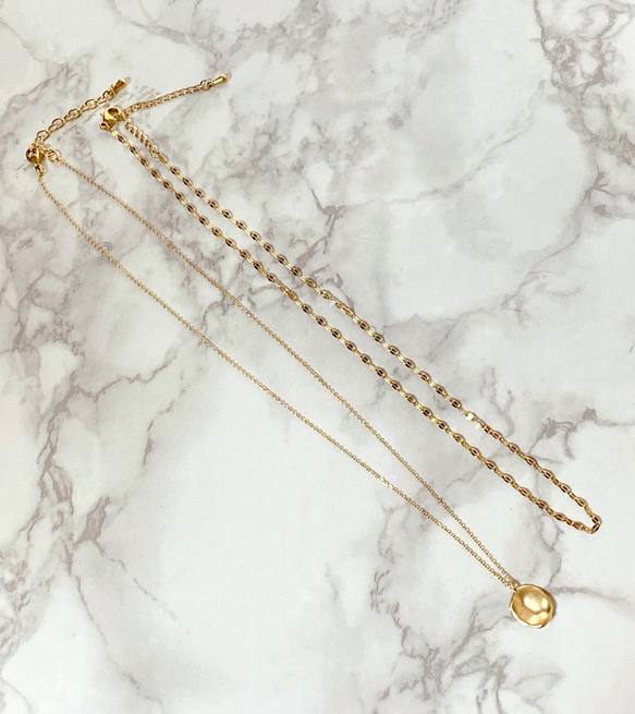 【金属アレルギー対応】マット質感ネックレスSET 長さ選択可/SUS316L/18K仕上げ 5枚目の画像