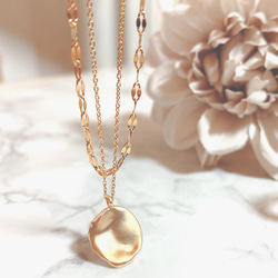 【金属アレルギー対応】マット質感ネックレスSET 長さ選択可/SUS316L/18K仕上げ 2枚目の画像