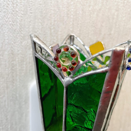 グリーンフォレスト（ステンドグラスのフットランプ・おやすみランプ